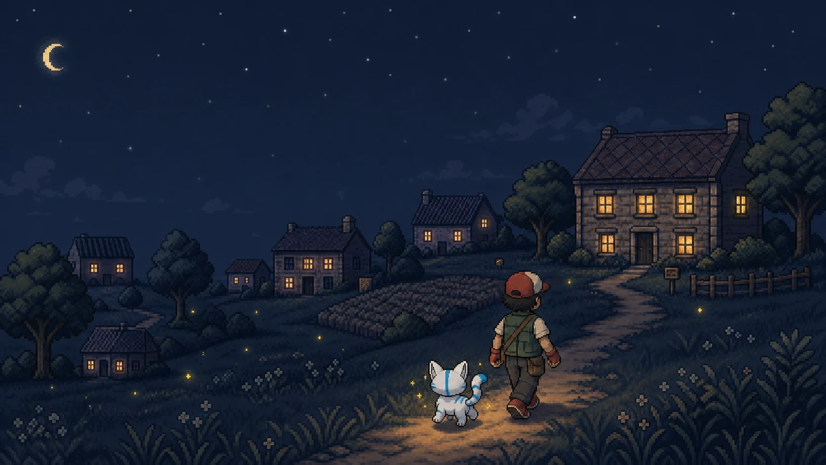 Sachez et son compagnon arrivent de nuit devant la maison illuminée de Mamie Rose