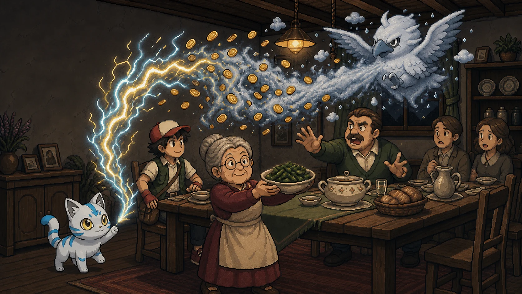 Deuxième échange d'idées, plus intense, sous la lampe de la salle à manger